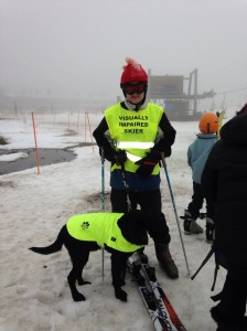 At the snow with guide dog ekka